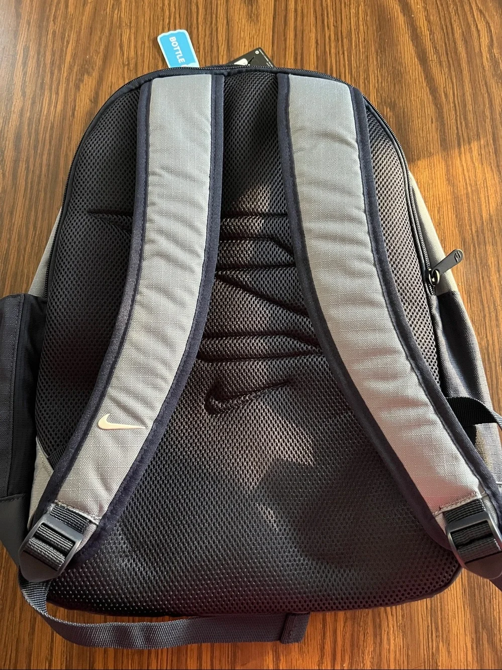 Nike Men’s Gray and Navy Blue Logo Backpack